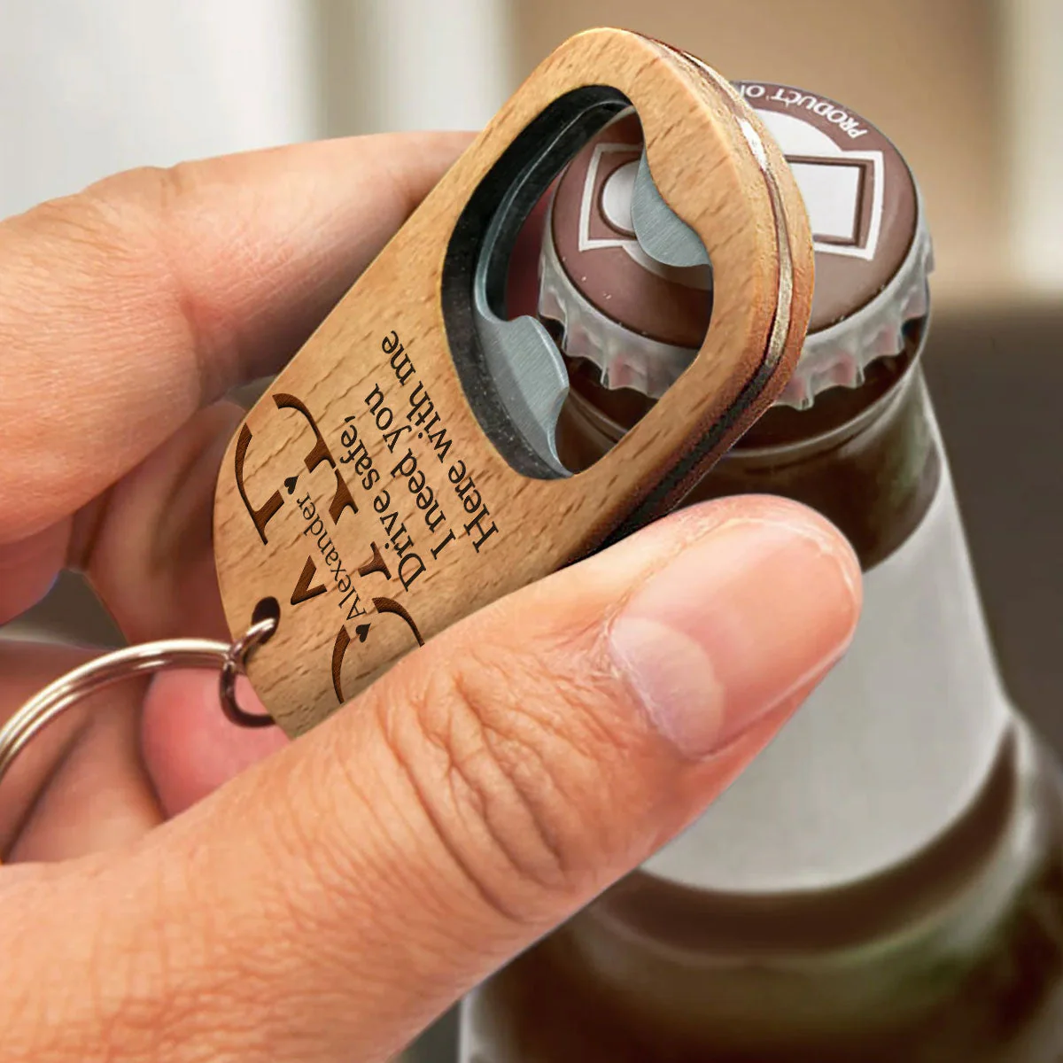 I Need You Here With Me - Personalized Custom Bottle Opener Keychain - Image 3