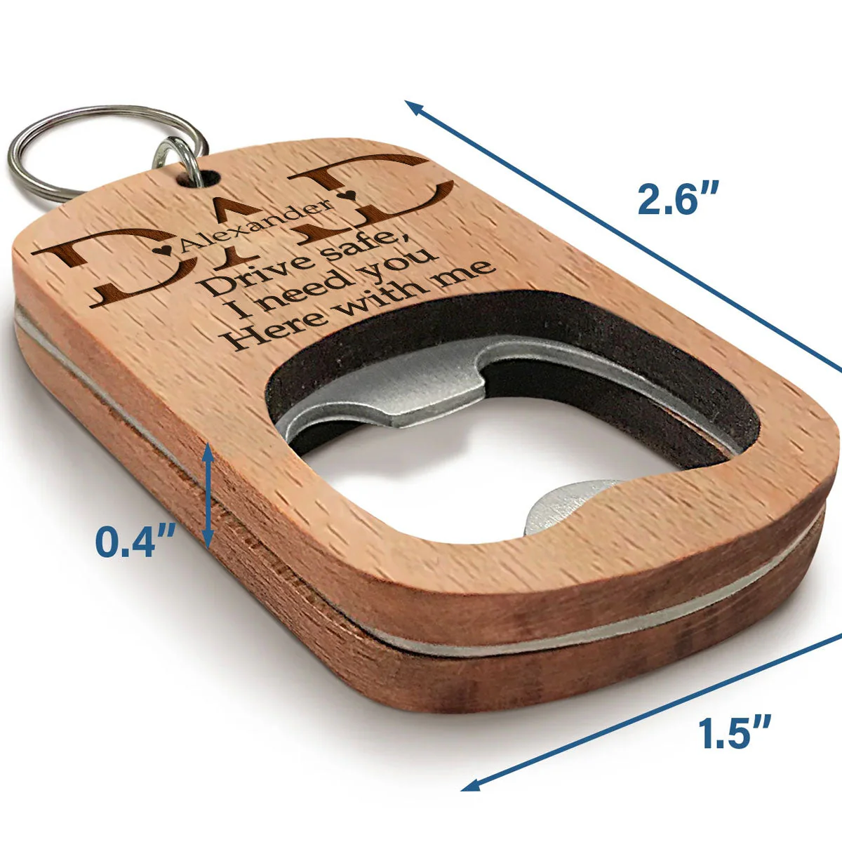 I Need You Here With Me - Personalized Custom Bottle Opener Keychain - Image 4