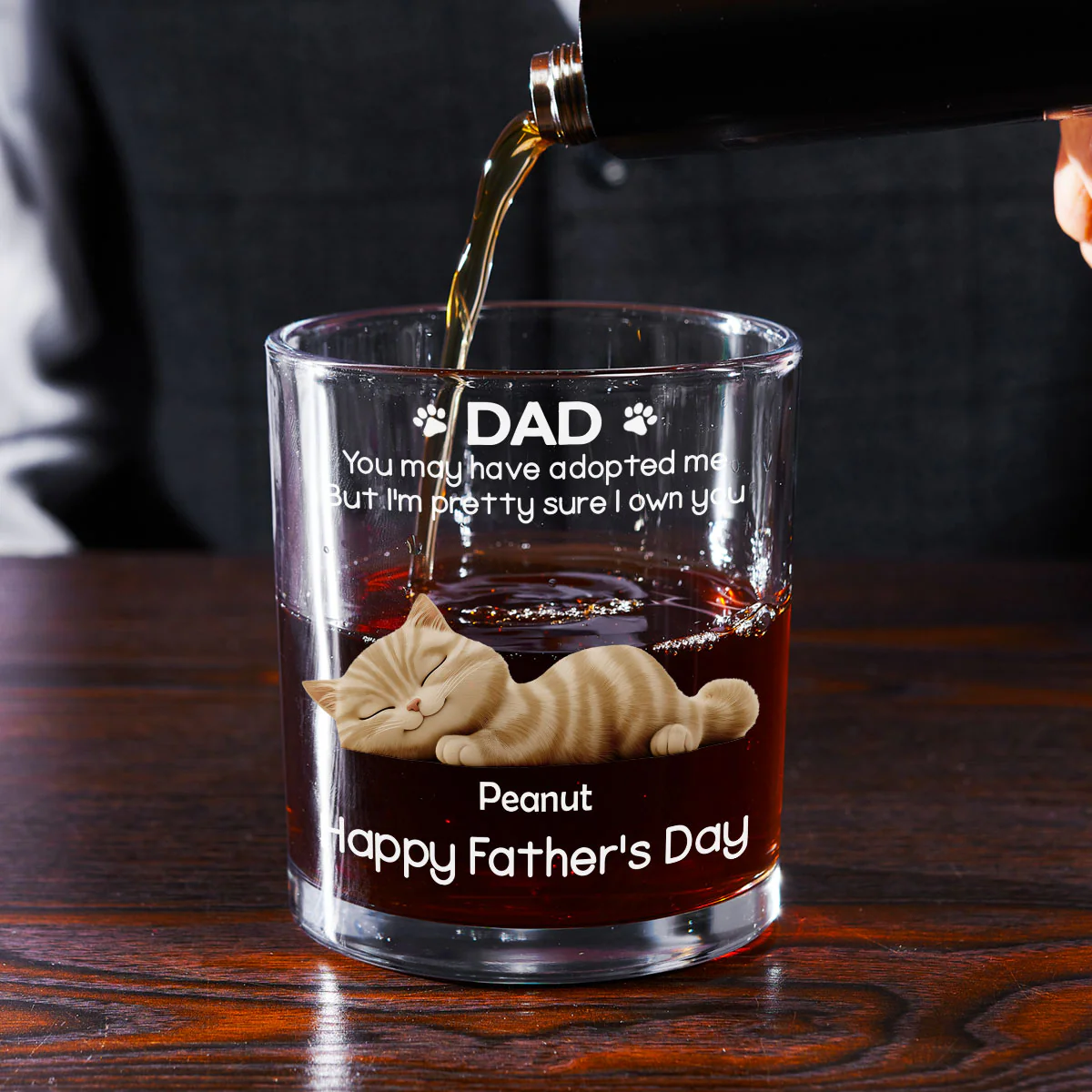 I Own You For Sure Cat Ver - Personalized Custom Whiskey Glass - Image 2