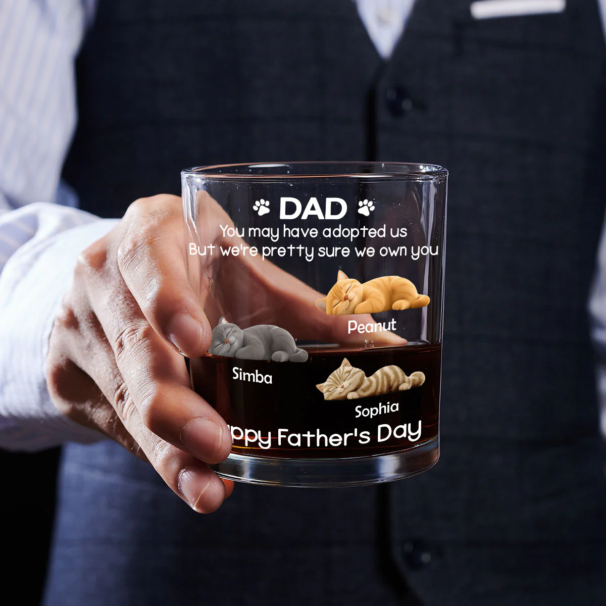 I Own You For Sure Cat Ver - Personalized Custom Whiskey Glass - Image 4
