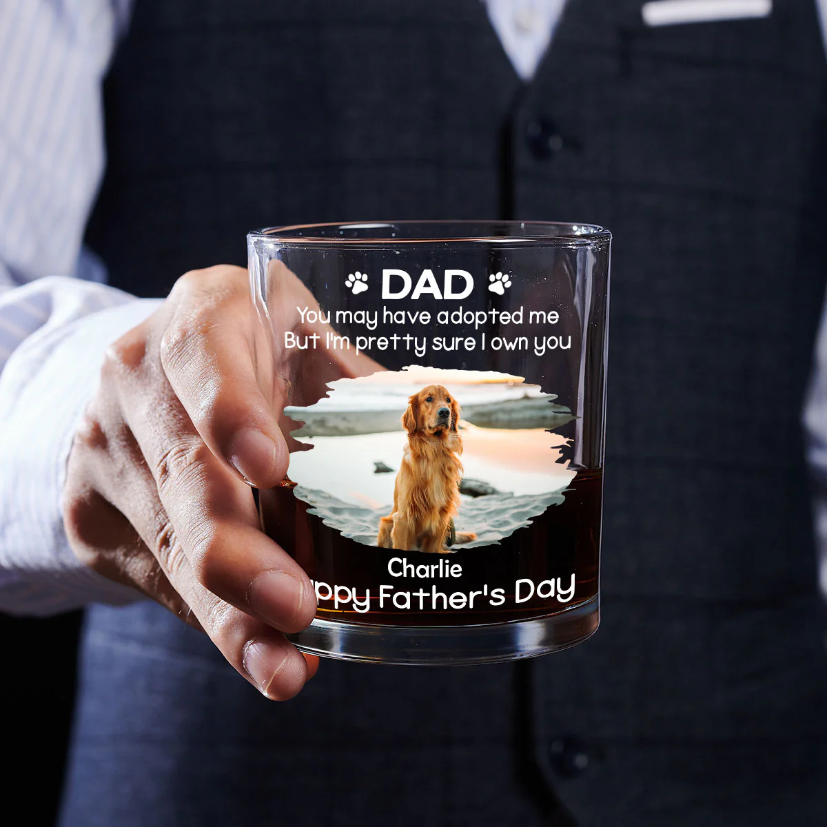 I Own You For Sure Photo Ver - Personalized Custom Whiskey Glass - Image 3