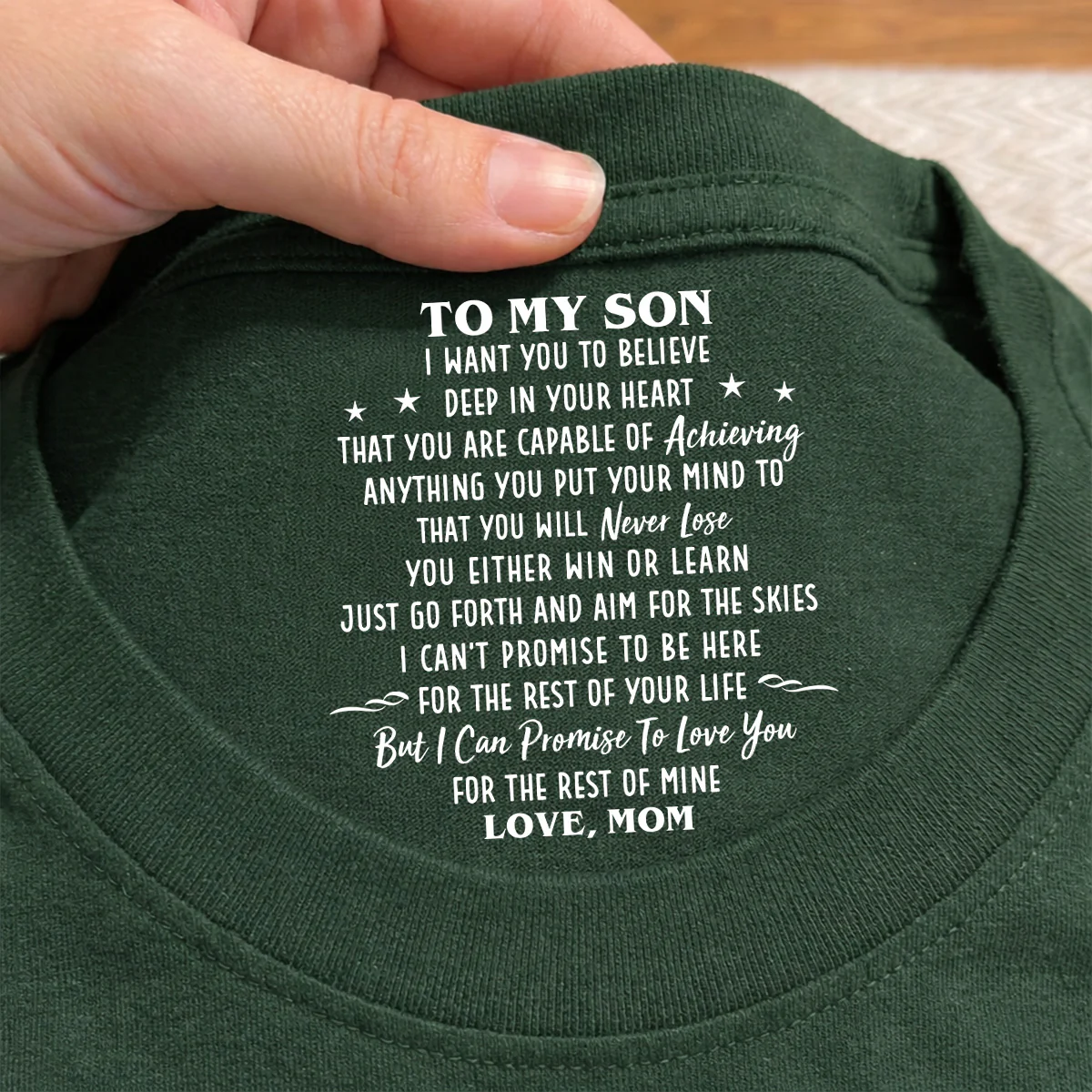 I Promise To Be Here - Personalized Custom Inside Neck Print T-shirt - Image 4