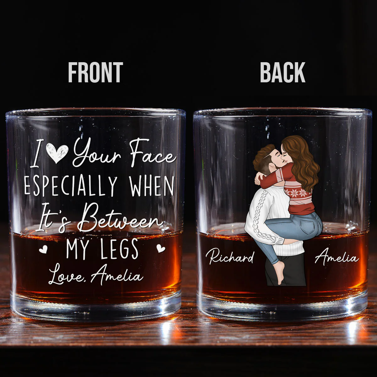 I Really Love Your Face - Personalized Custom Whiskey Glass - Image 2