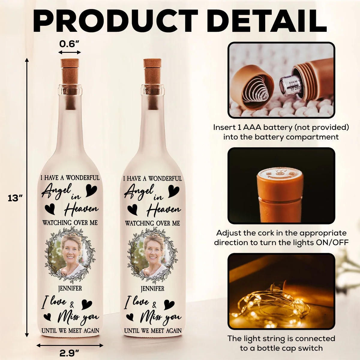 I Really Miss You - Personalized Custom Bottle Lamp - Image 6