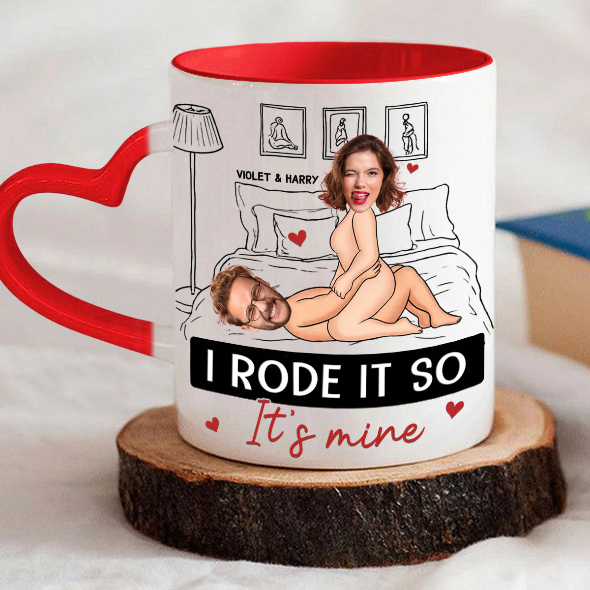 I Rode It So It Is Mine Custom Photo - Personalized Custom Heart Handle Mug - Image 2