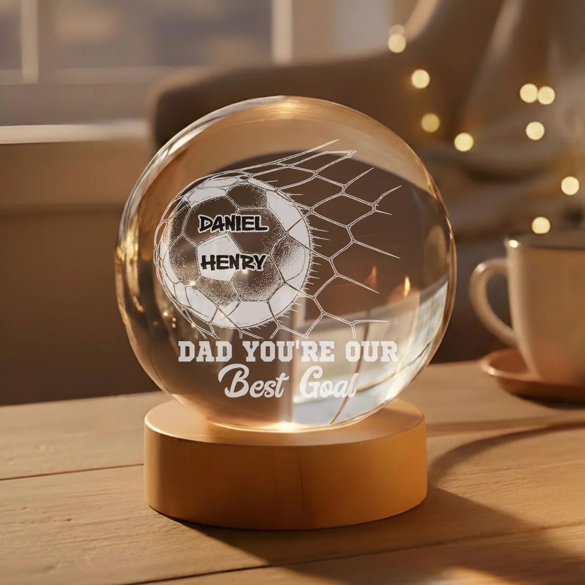 I Scored The Best Dad - Personalized Custom Crystal Globe Lamp - Image 6