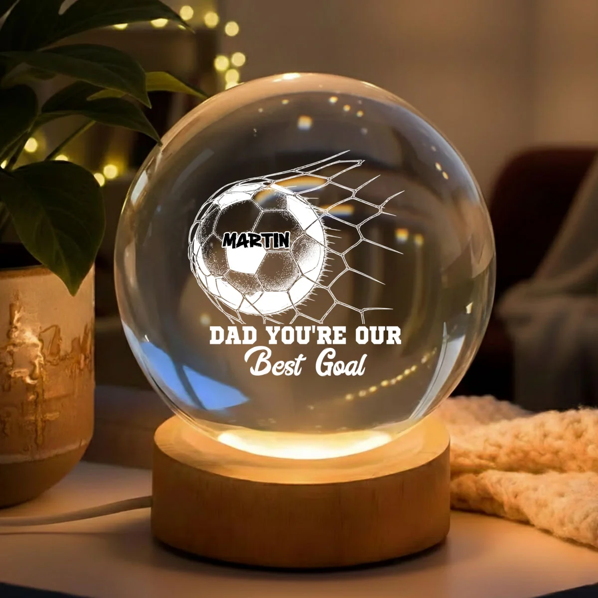 I Scored The Best Dad - Personalized Custom Crystal Globe Lamp - Image 8