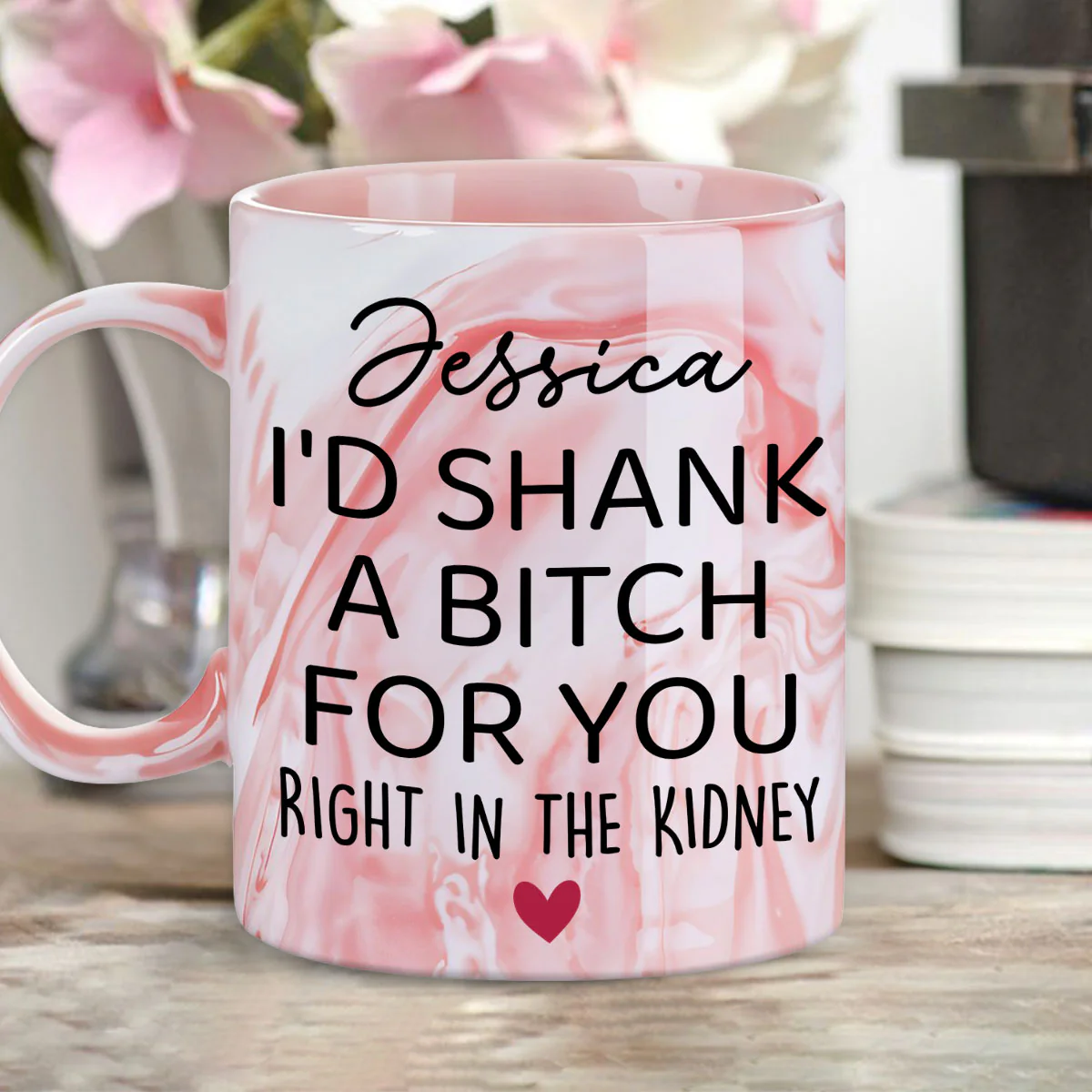 I Shank For You - Personalized Custom Pink Marble Mug - Image 2