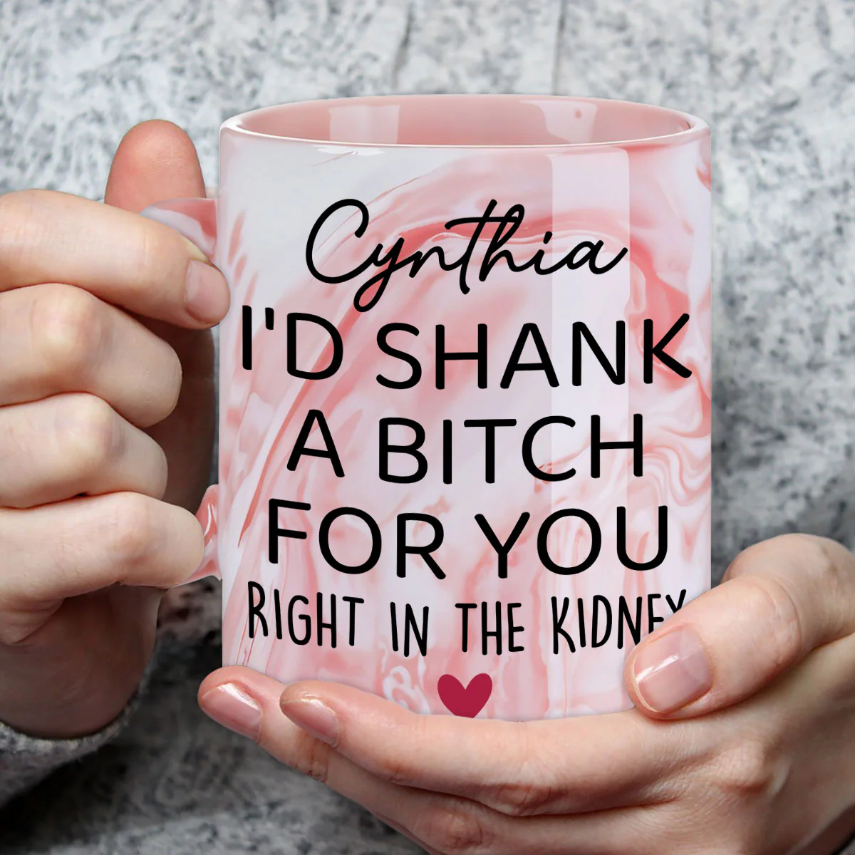 I Shank For You - Personalized Custom Pink Marble Mug - Image 3