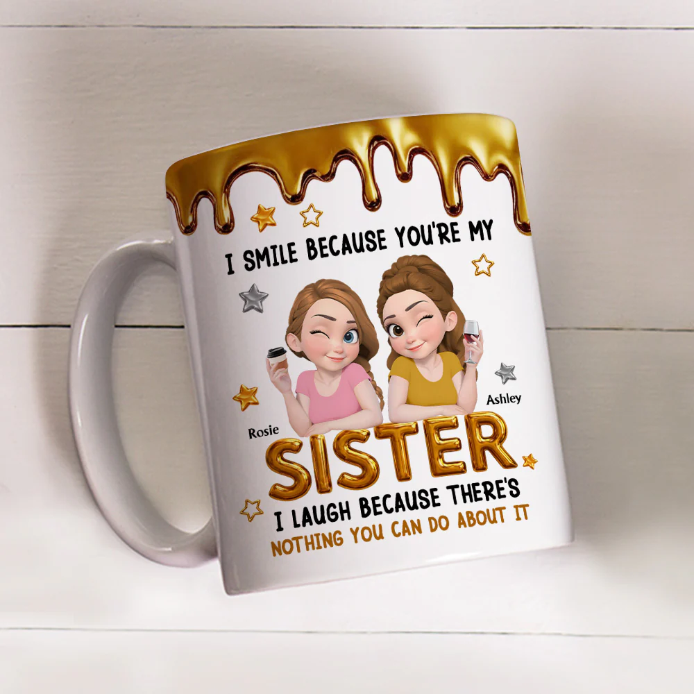 I Smile At You Sister - Personalized Custom Coffee Mug - Image 2
