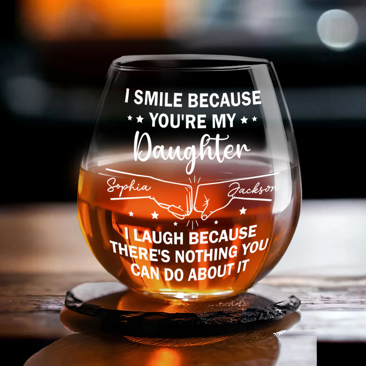 I Smile Because Of You - Personalized Custom Wine Glass - Image 3