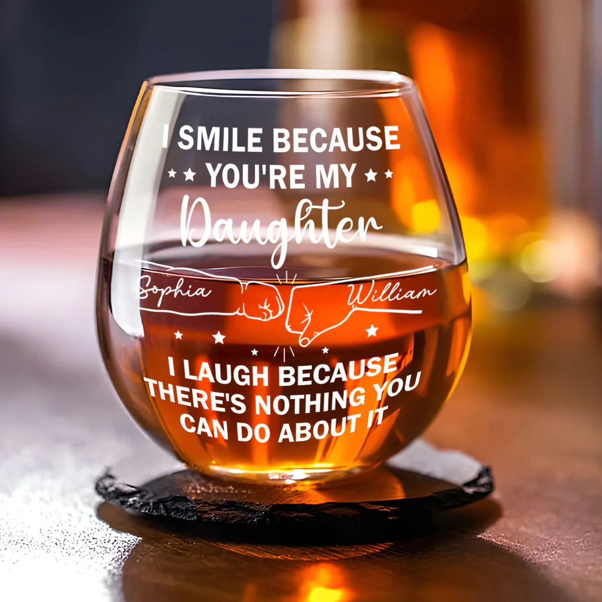 I Smile Because Of You - Personalized Custom Wine Glass - Image 4