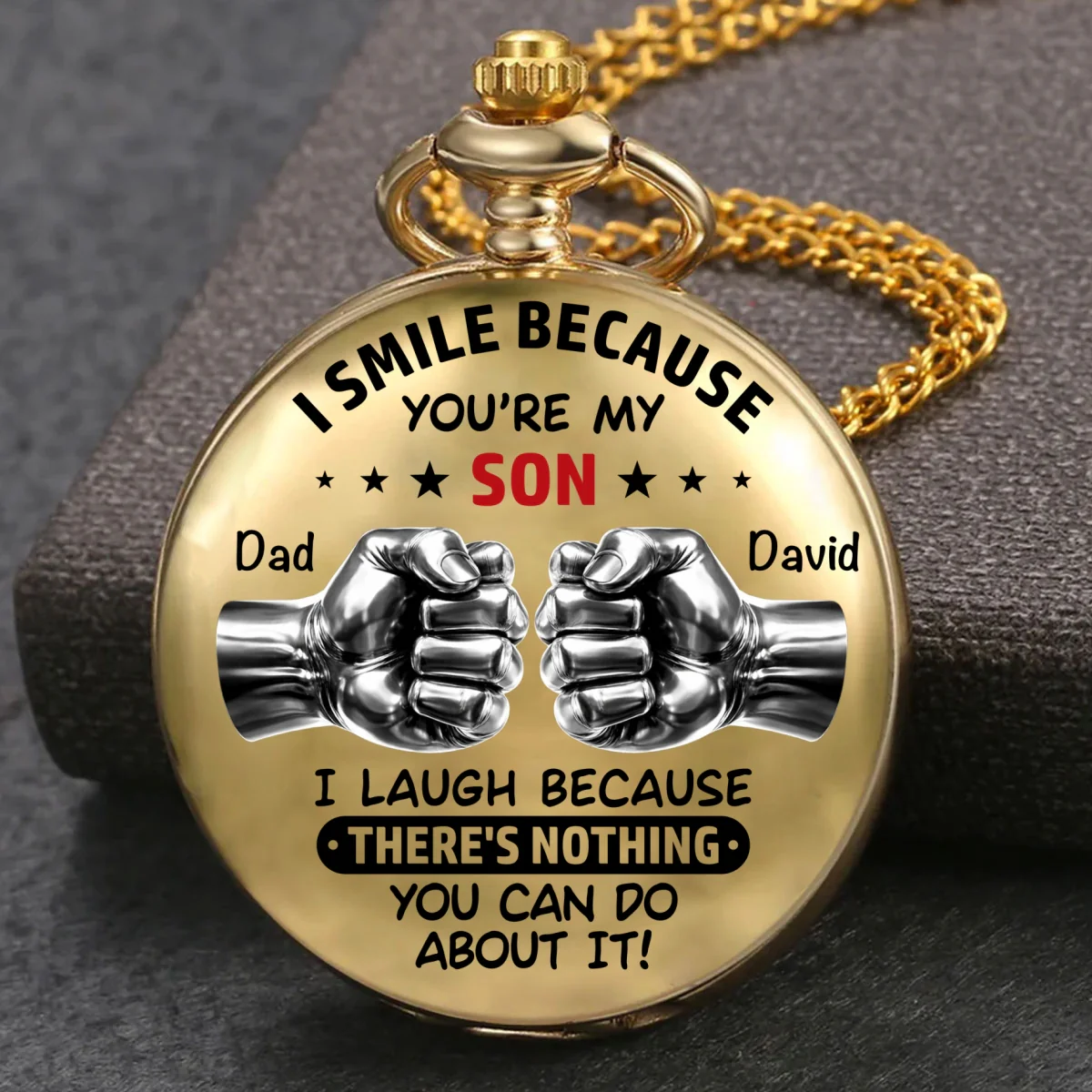I Smile Because You Are My Son - Personalized Custom Print Pocket Watch - Image 6