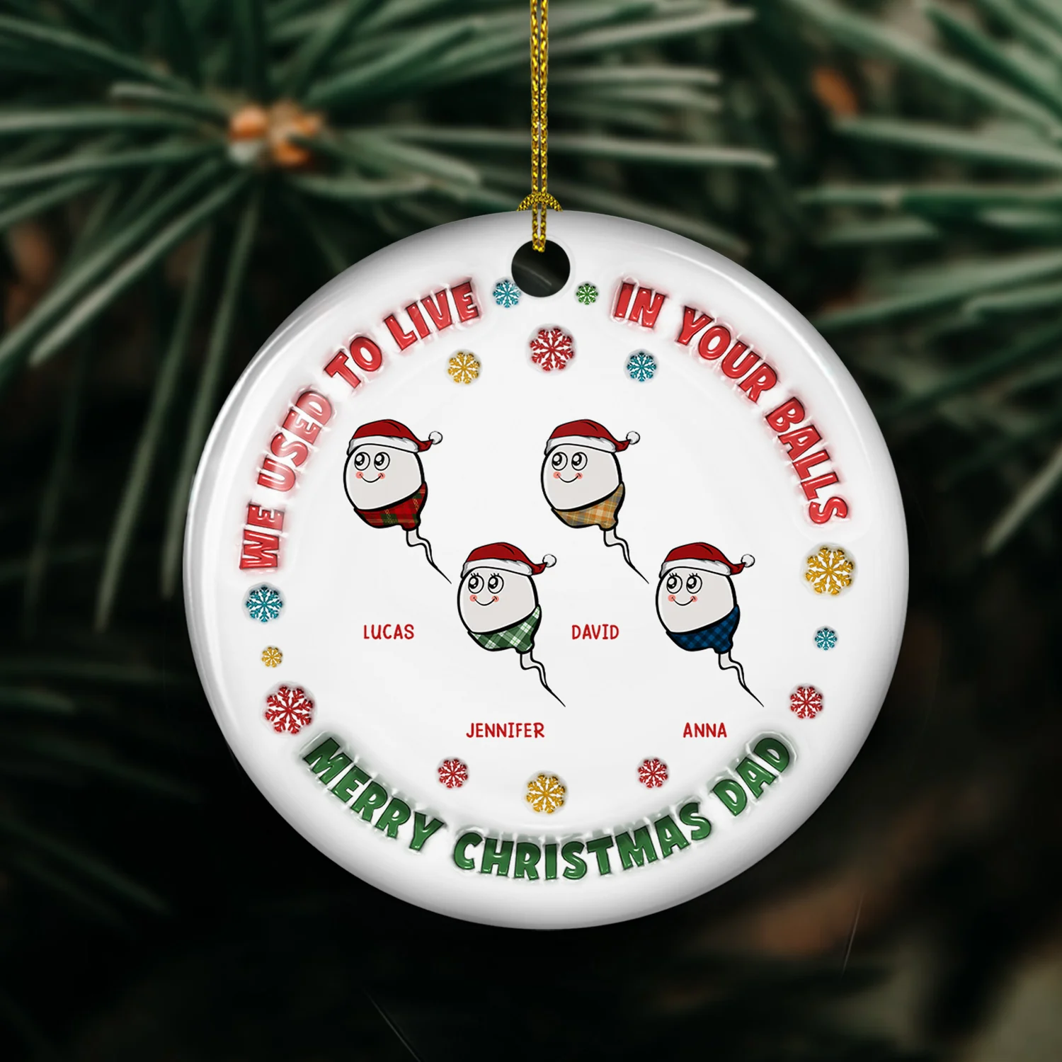 I Used To Live In Your Balls - Personalized Custom 3D Inflated Effect Ceramic Ornament - Image 2