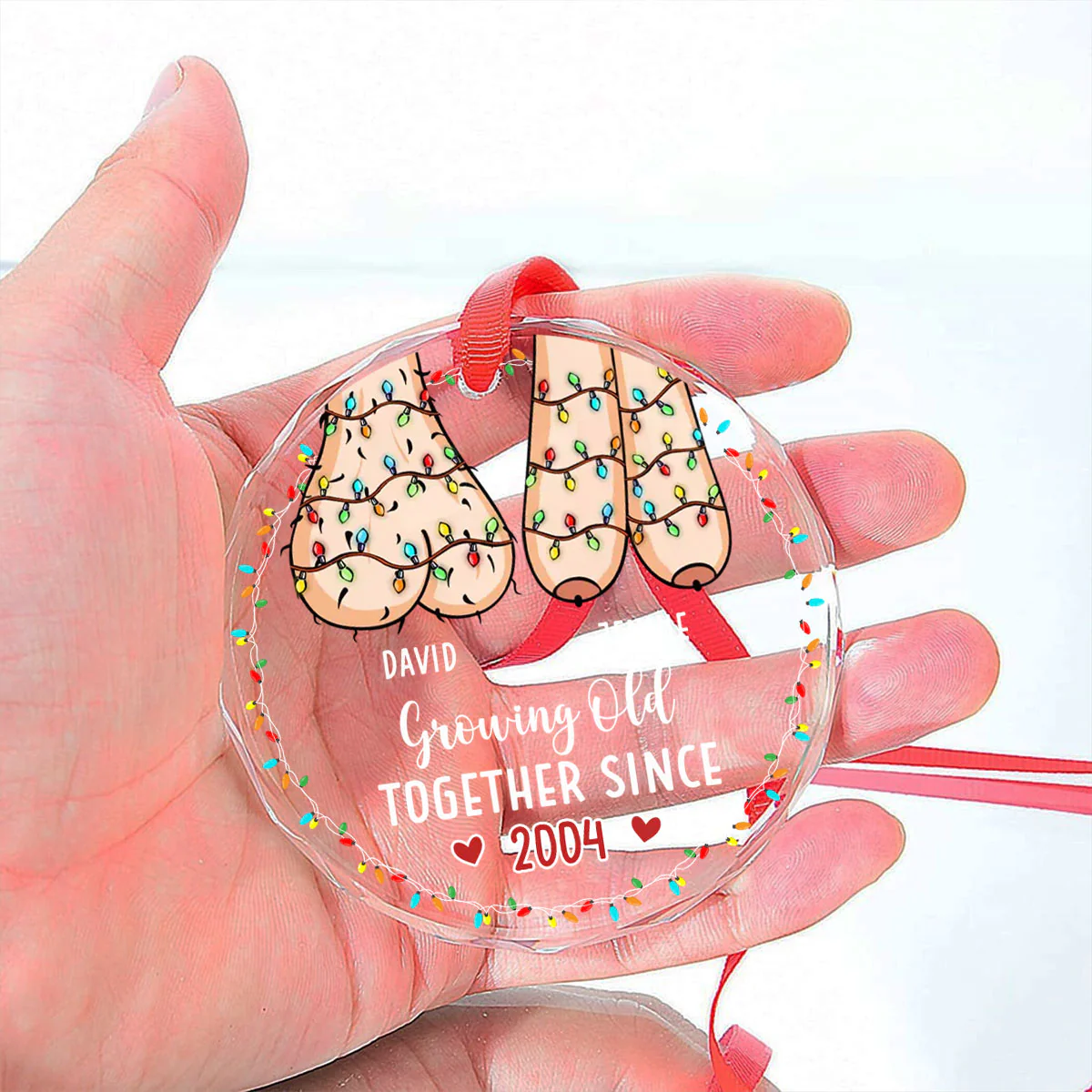 I Wanna Grow Old With You - Personalized Custom Glass Ornament - Image 3