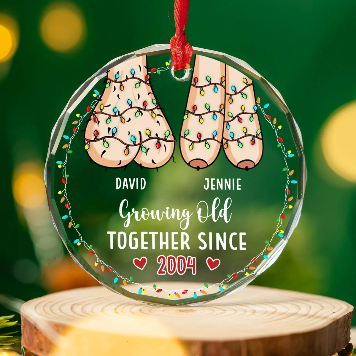 I Wanna Grow Old With You - Personalized Custom Glass Ornament - Image 5