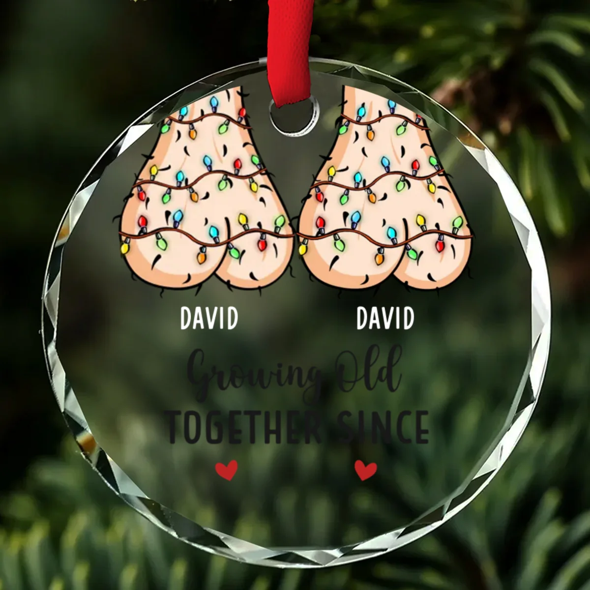 I Wanna Grow Old With You - Personalized Custom Glass Ornament - Image 6