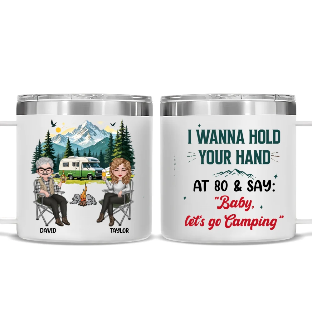 I Wanna Hold Your Hand - Personalized Custom 14oz Stainless Steel Tumbler With Handle - Image 6