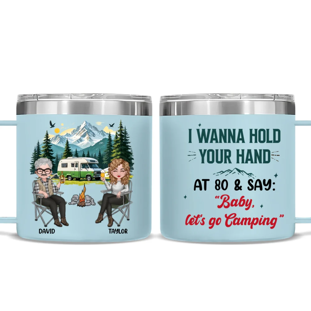 I Wanna Hold Your Hand - Personalized Custom 14oz Stainless Steel Tumbler With Handle - Image 7