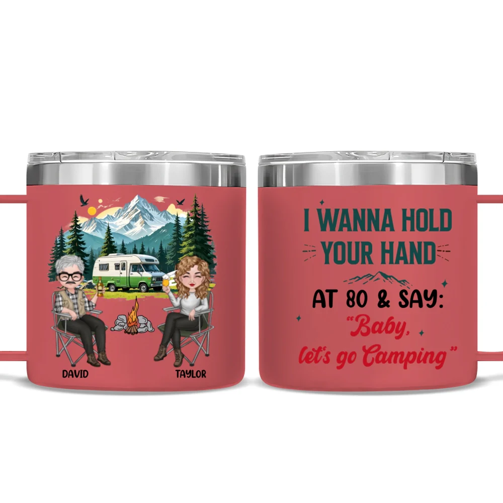 I Wanna Hold Your Hand - Personalized Custom 14oz Stainless Steel Tumbler With Handle - Image 9