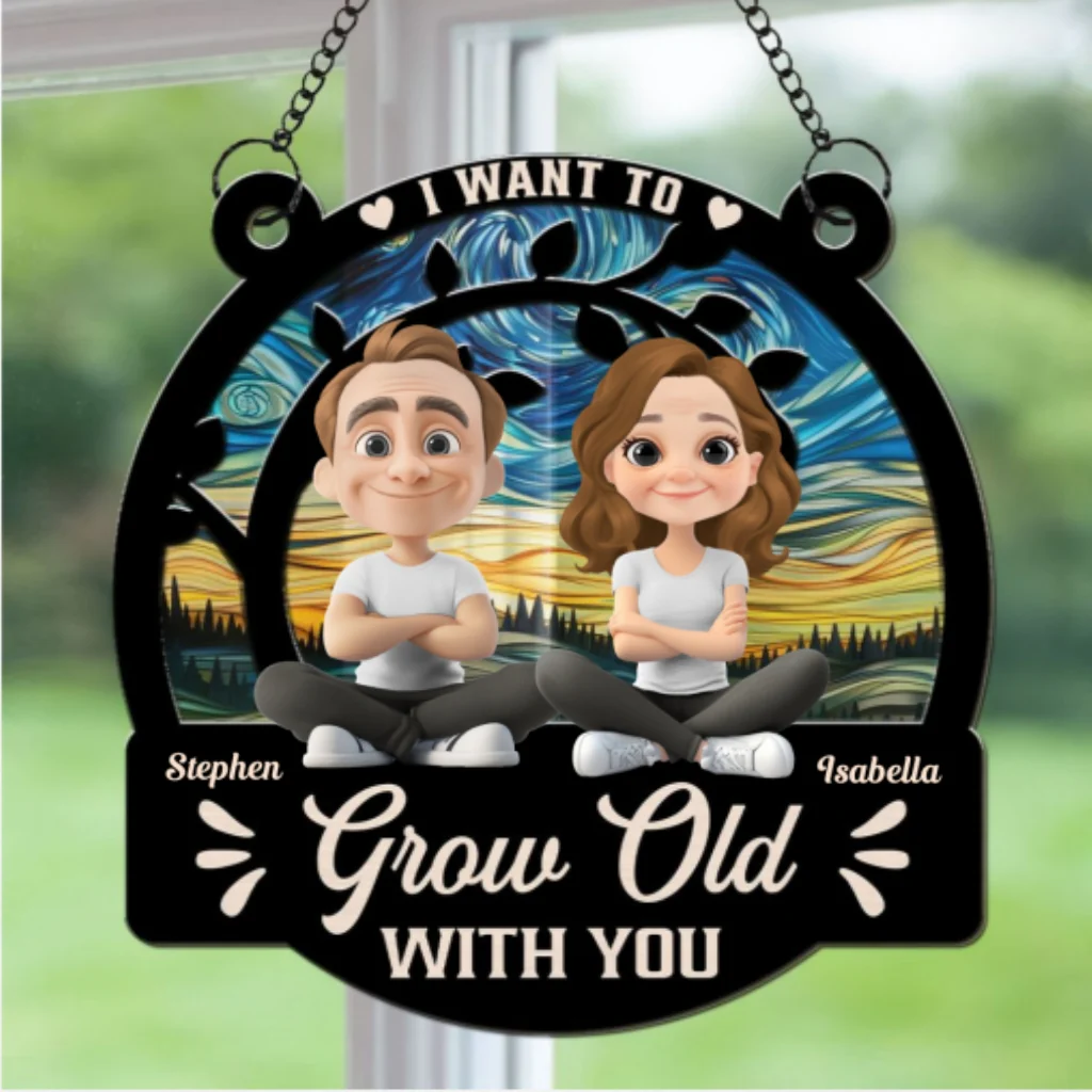 I Want To Grow Old With You - Personalized Custom Suncatcher - Image 5