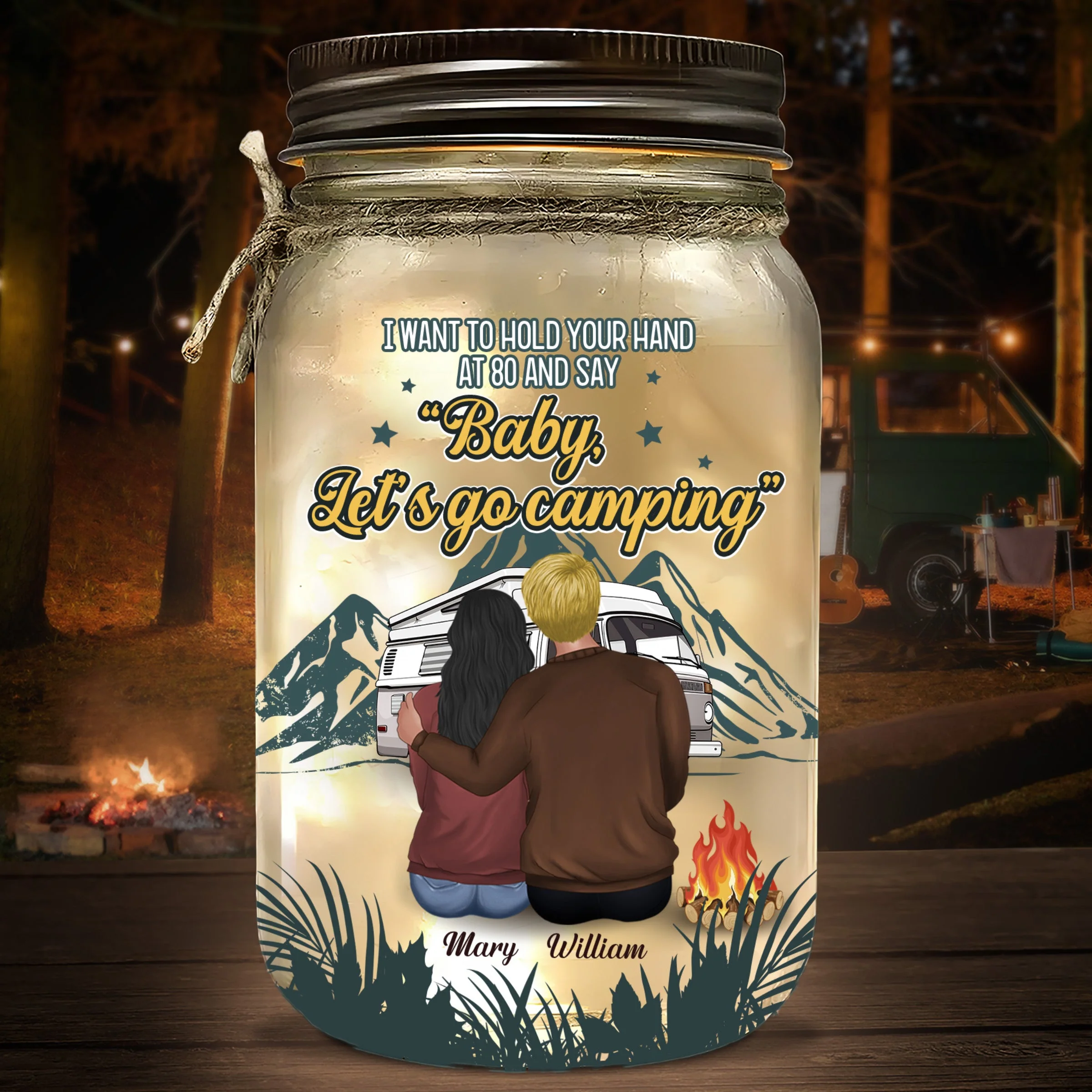 I Want To Hold Your Hand At 80  - Personalized Custom Mason Jar Light - Image 3