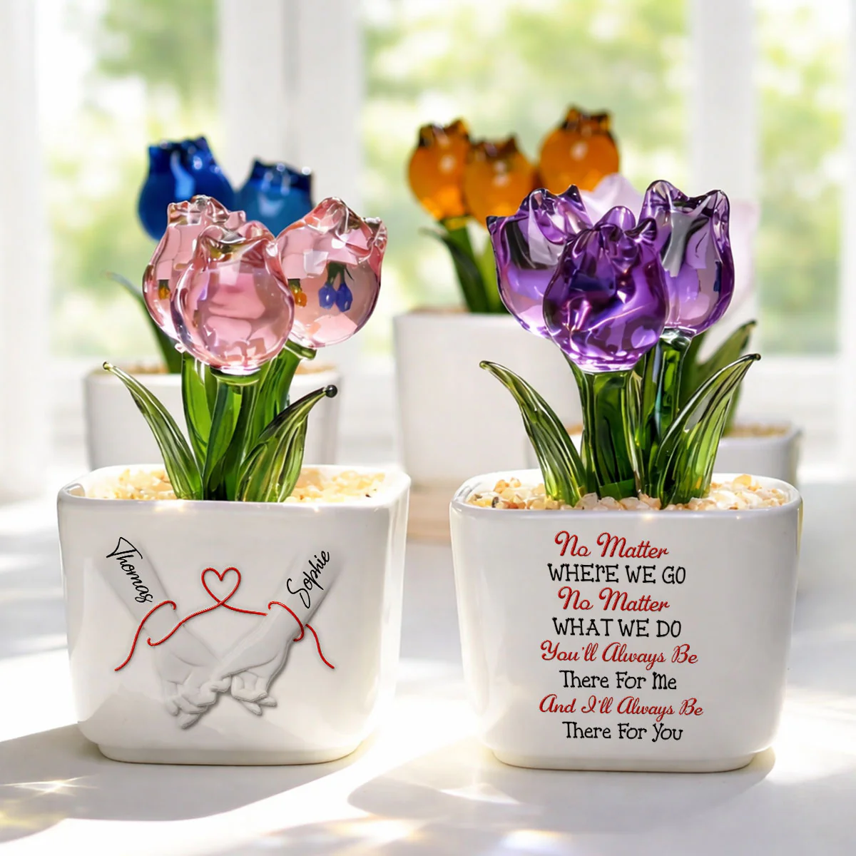 I Will Always Be There - Personalized Custom Glass Everlasting Tulips - Image 3