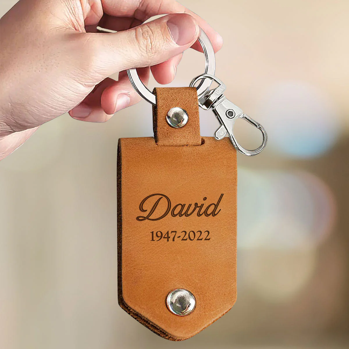 I Will Carry You With Me - Personalized Leather Photo Keychain - Image 3