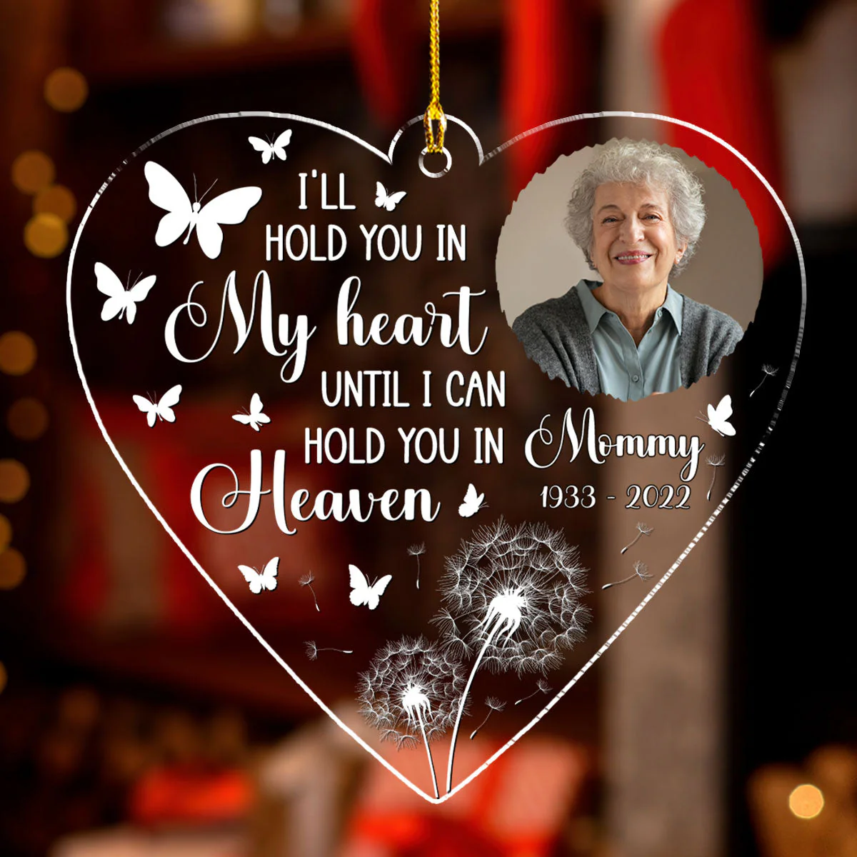 I Will Hold In My Heart For Dad - Personalized Custom Acrylic Ornament - Image 2