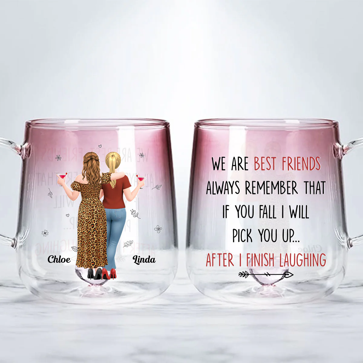 I Will Pick You After - Personalized Custom Pink Gradient Glass Mug - Image 2
