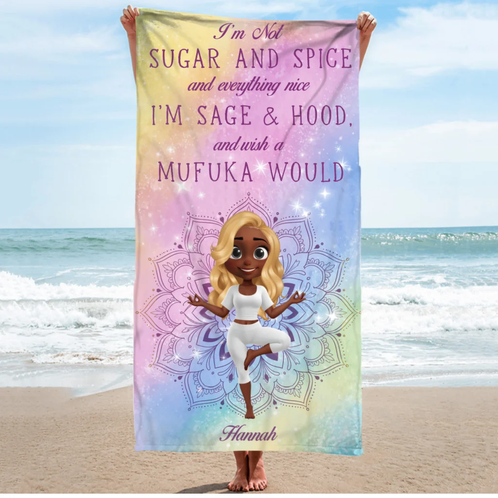 I Wish A Mufuka Would - Personalized Custom Beach Towel - Image 5