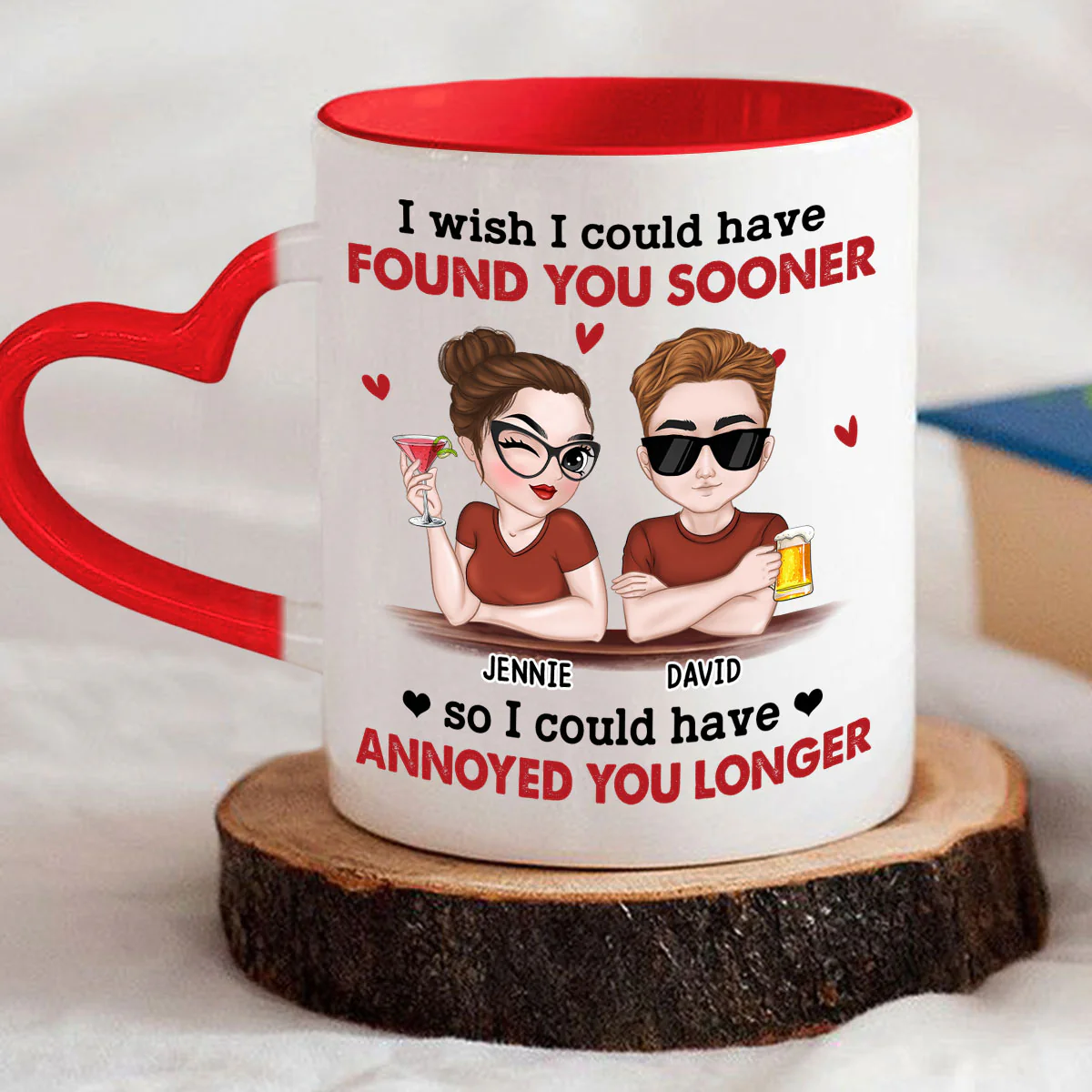 I Wish I Could - Personalized Custom Heart Handle Mug - Image 2