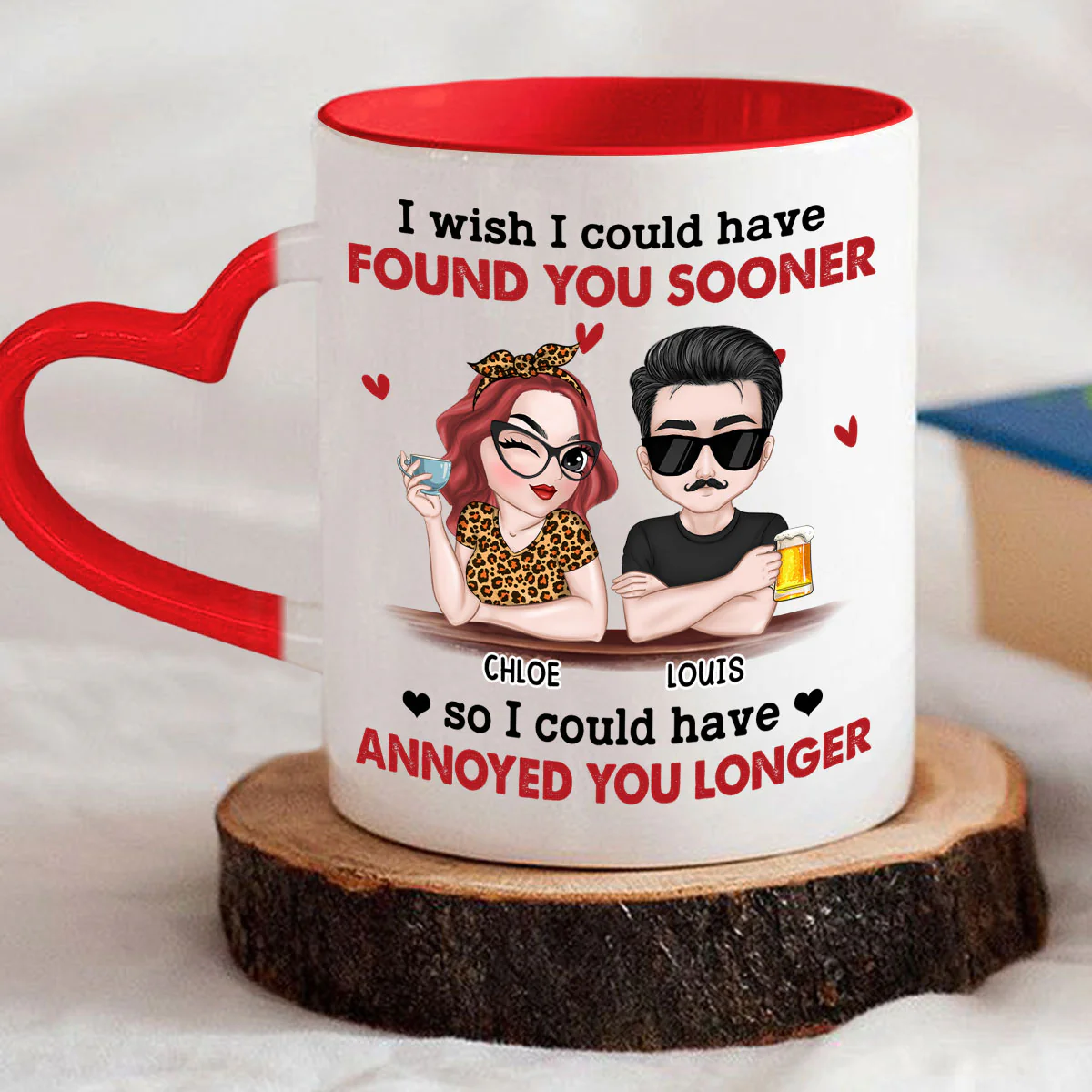 I Wish I Could - Personalized Custom Heart Handle Mug - Image 3