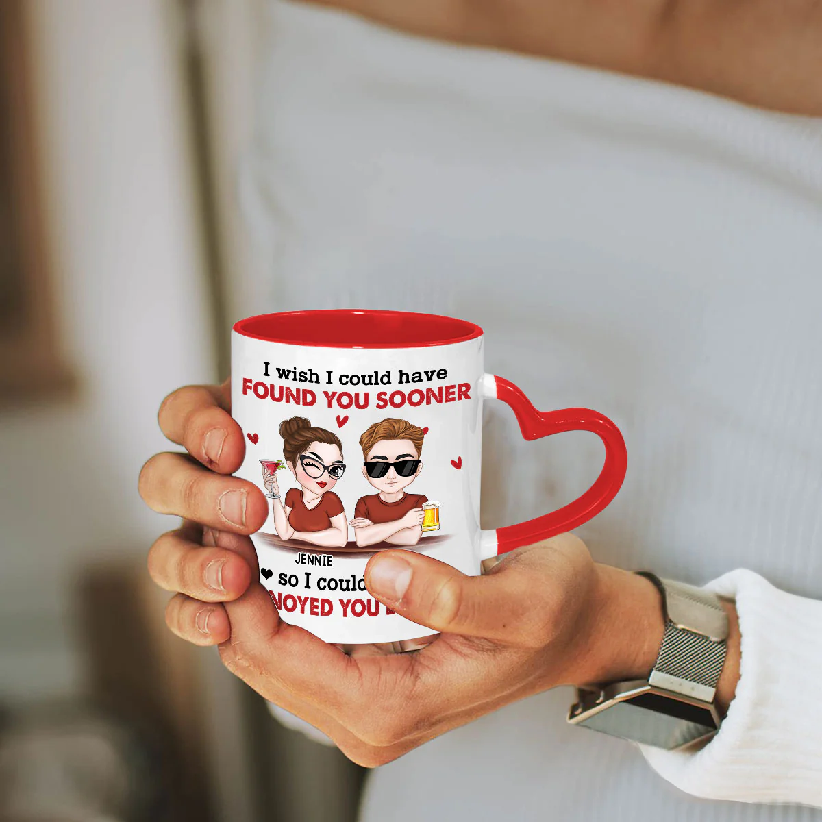 I Wish I Could - Personalized Custom Heart Handle Mug - Image 4