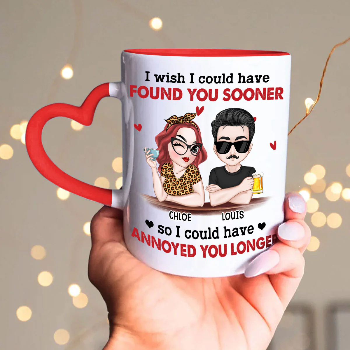 I Wish I Could - Personalized Custom Heart Handle Mug - Image 5