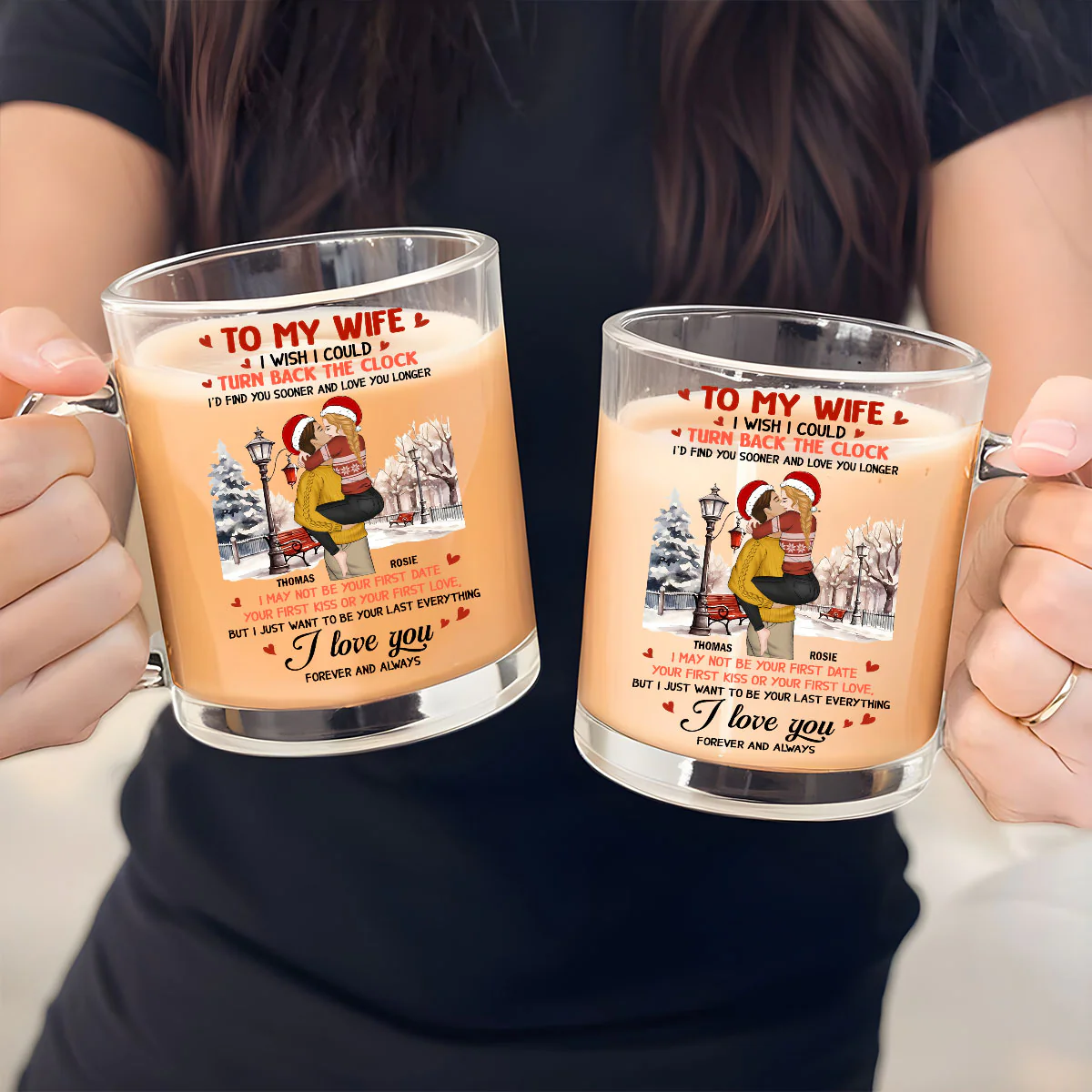 I Wish I Could Turn Back The Clock - Personalized Custom Glass Mug - Image 4