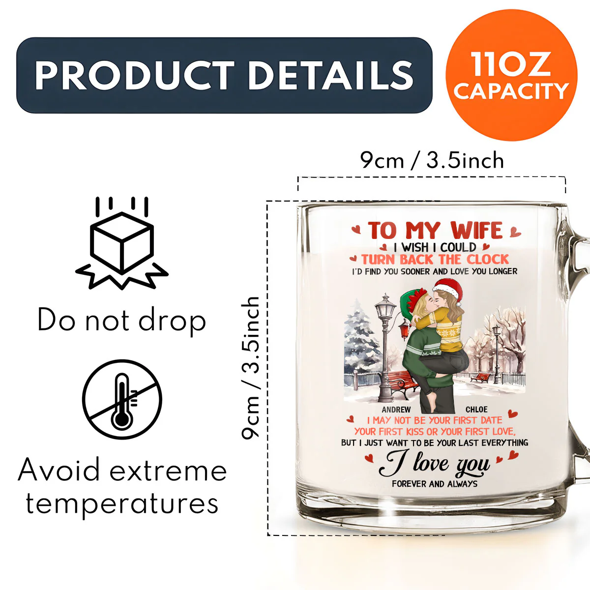 I Wish I Could Turn Back The Clock - Personalized Custom Glass Mug - Image 5