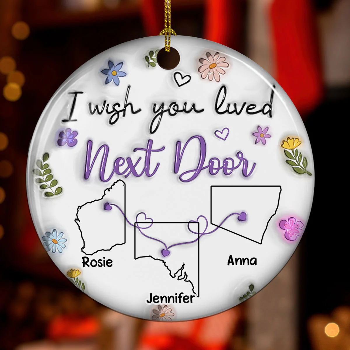 I Wish We Lived Closer Australia Version - Personalized Custom 3D Inflated Effect Ceramic Ornament - Image 2