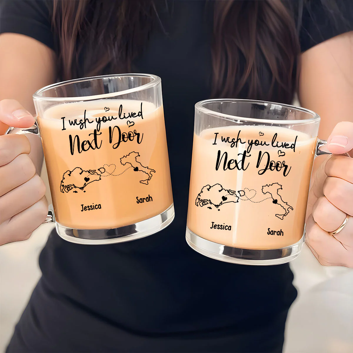 I Wish We Lived Closer Country Version - Personalized Custom Glass Mug - Image 2