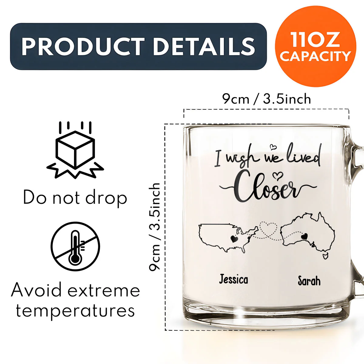 I Wish We Lived Closer Country Version - Personalized Custom Glass Mug - Image 5