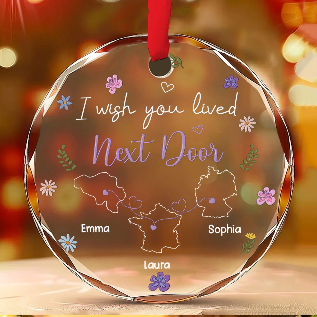 I Wish We Lived Closer Country Version - Personalized Custom Glass Ornament - Image 2