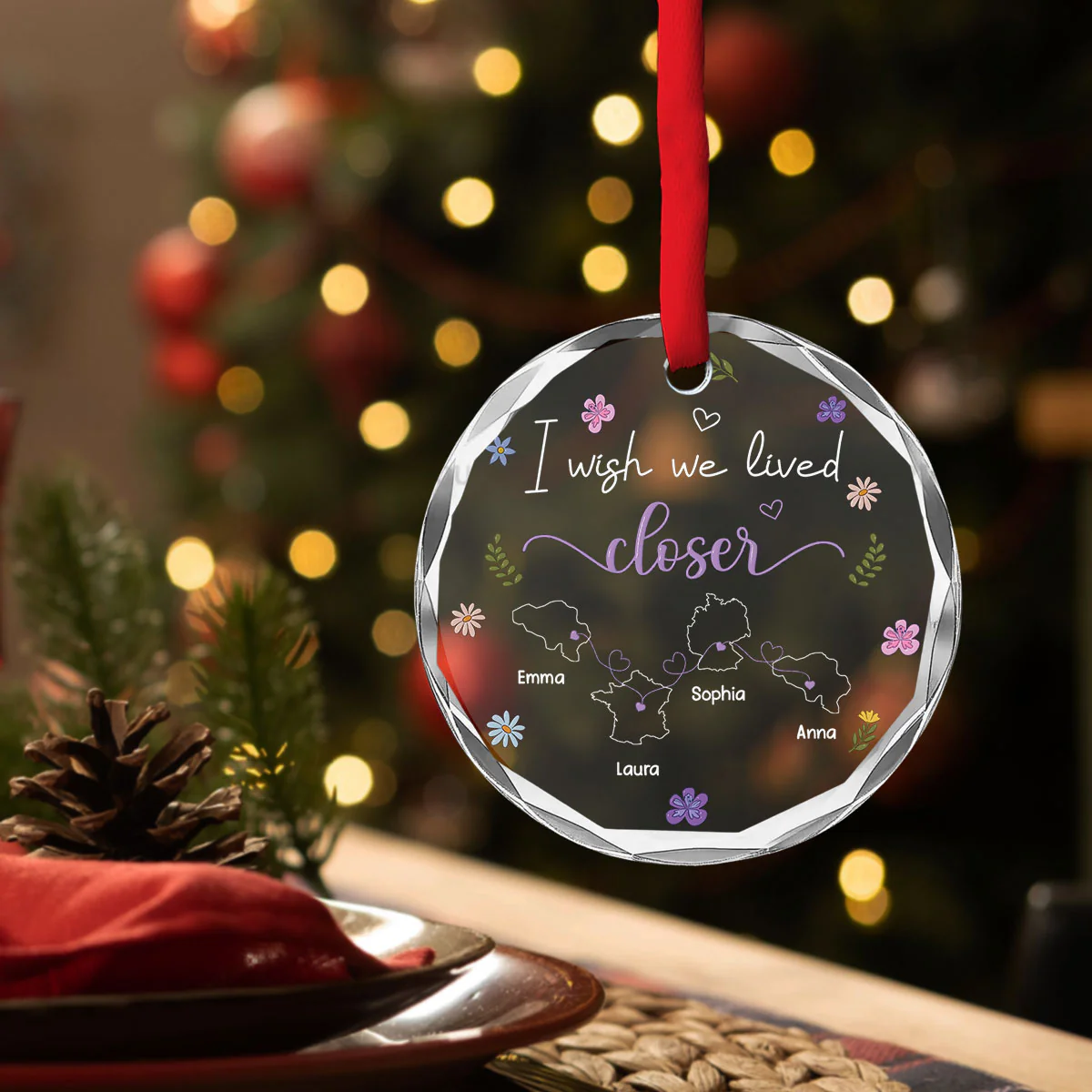 I Wish We Lived Closer Country Version - Personalized Custom Glass Ornament - Image 4