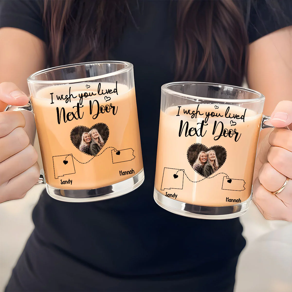 I Wish We Lived Closer Custom Photo - Personalized Custom Glass Mug - Image 3