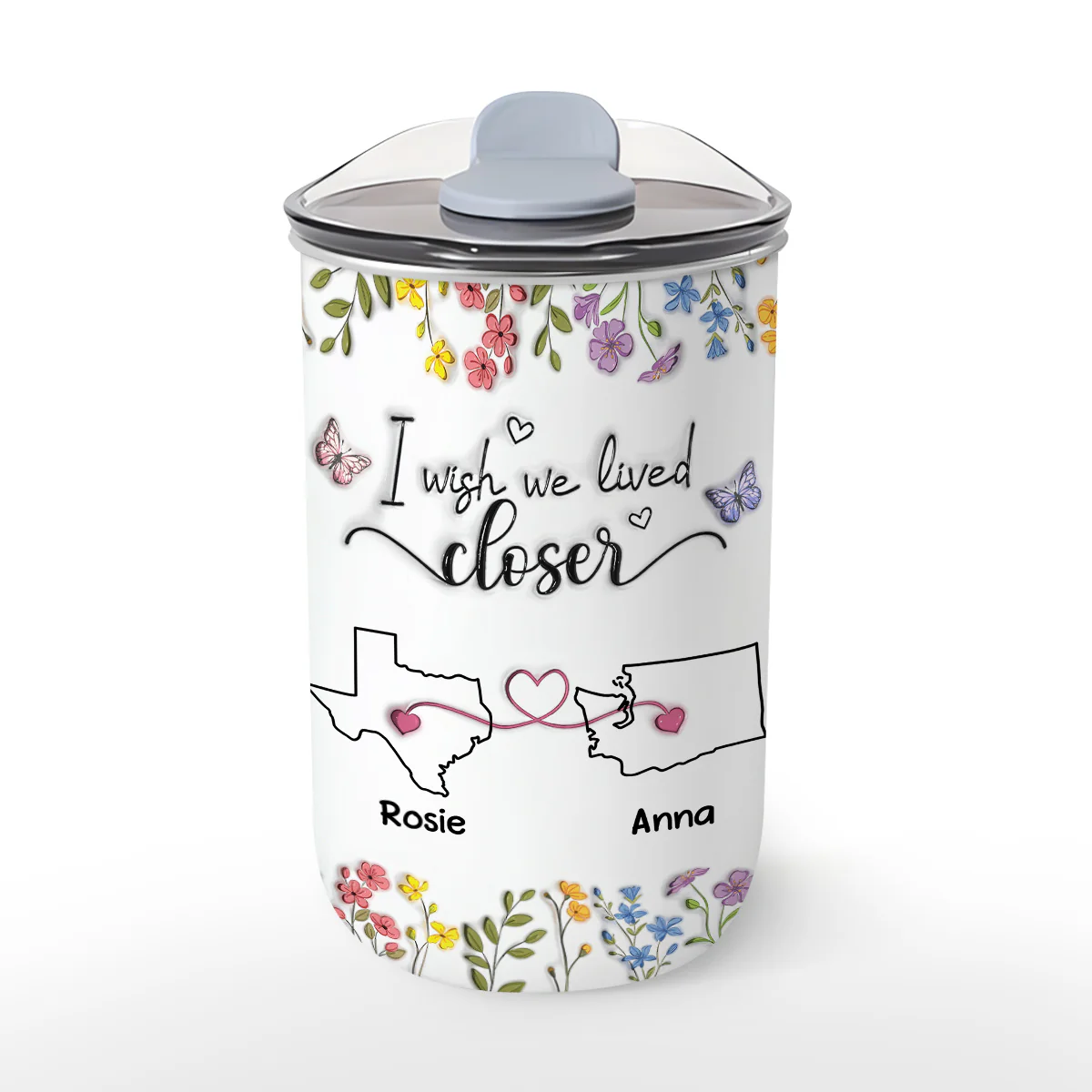 I Wish We Lived Closer Floral Version - Personalized Custom 10oz Tumbler