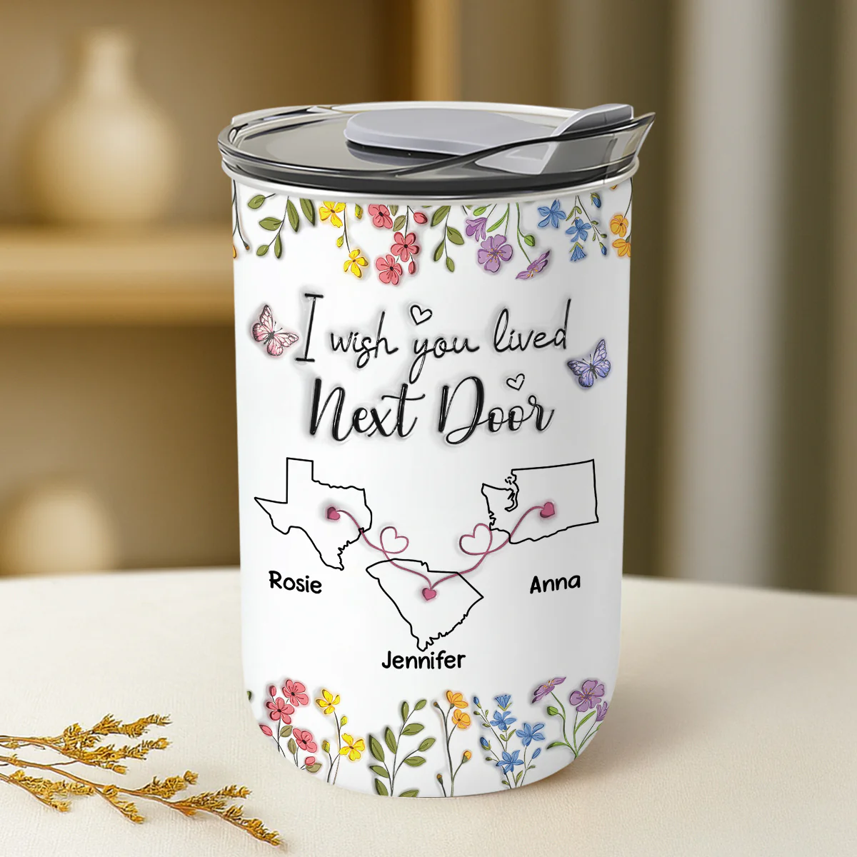 I Wish We Lived Closer Floral Version - Personalized Custom 10oz Tumbler - Image 3