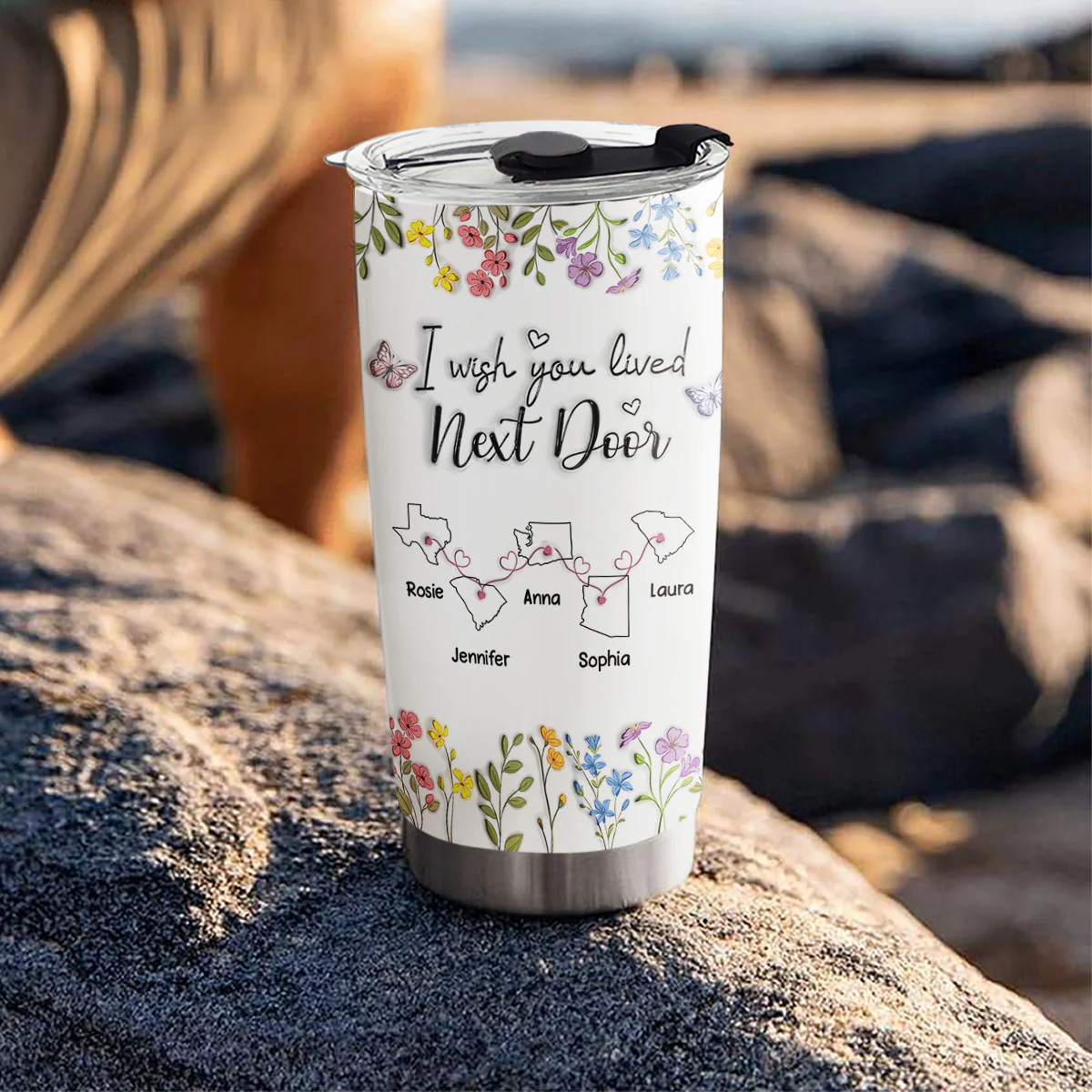 I Wish We Lived Closer Floral Version - Personalized Custom 3D Inflated Effect Tumbler - Image 4