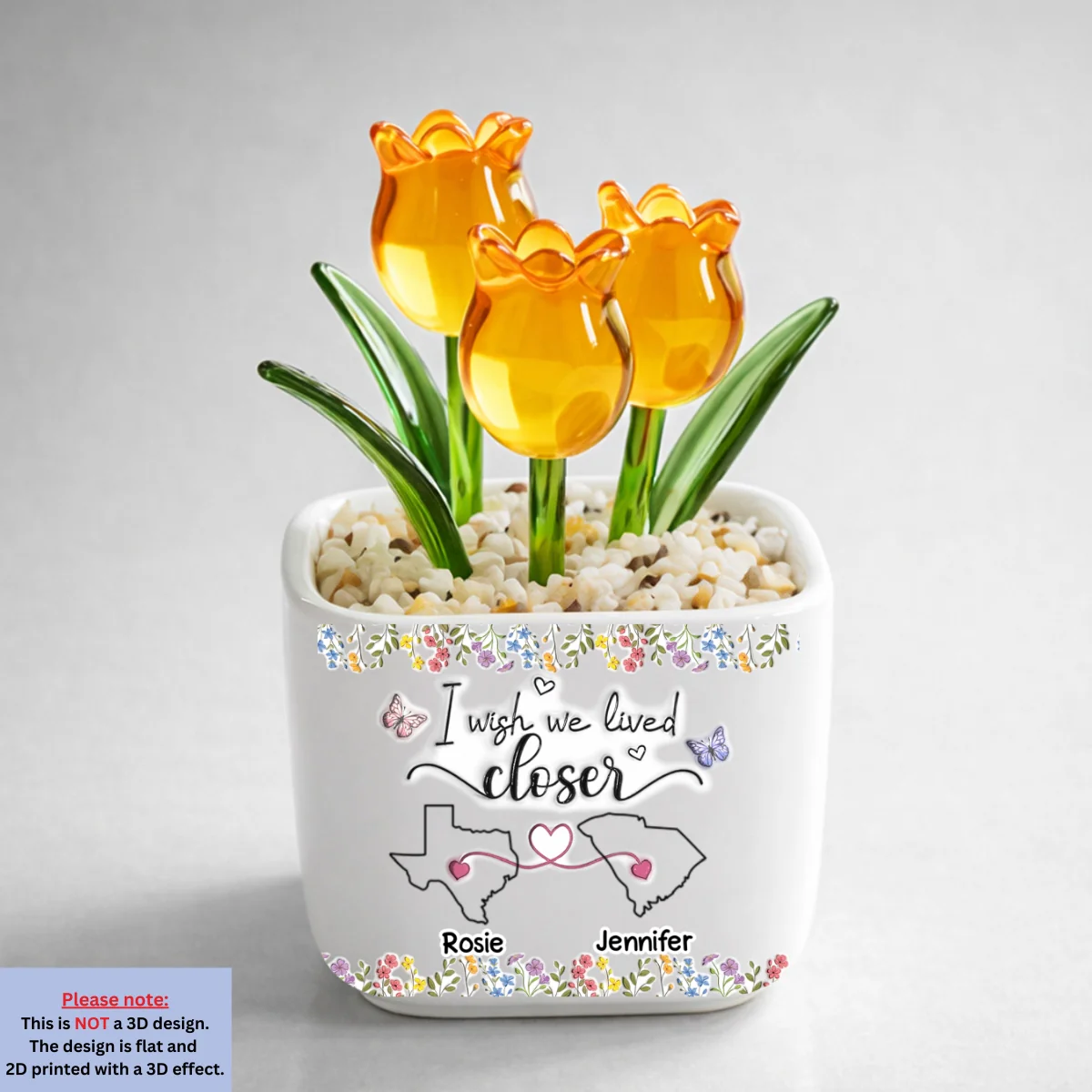 I Wish We Lived Closer Floral Version - Personalized Custom Glass Everlasting Tulips - Image 12
