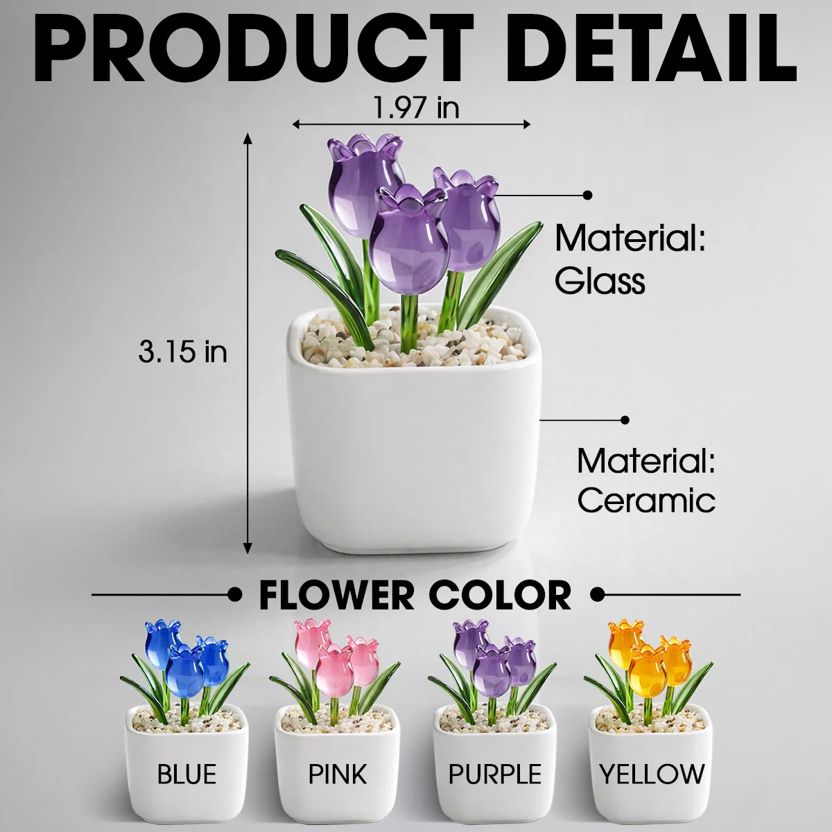 I Wish We Lived Closer Floral Version - Personalized Custom Glass Everlasting Tulips - Image 8