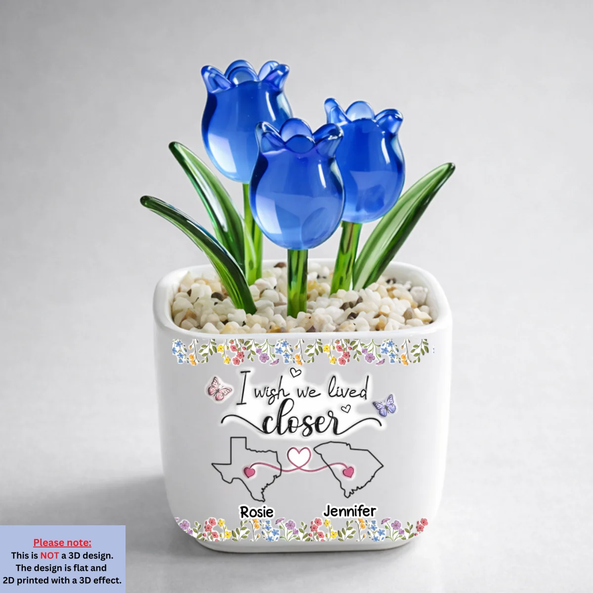 I Wish We Lived Closer Floral Version - Personalized Custom Glass Everlasting Tulips - Image 9