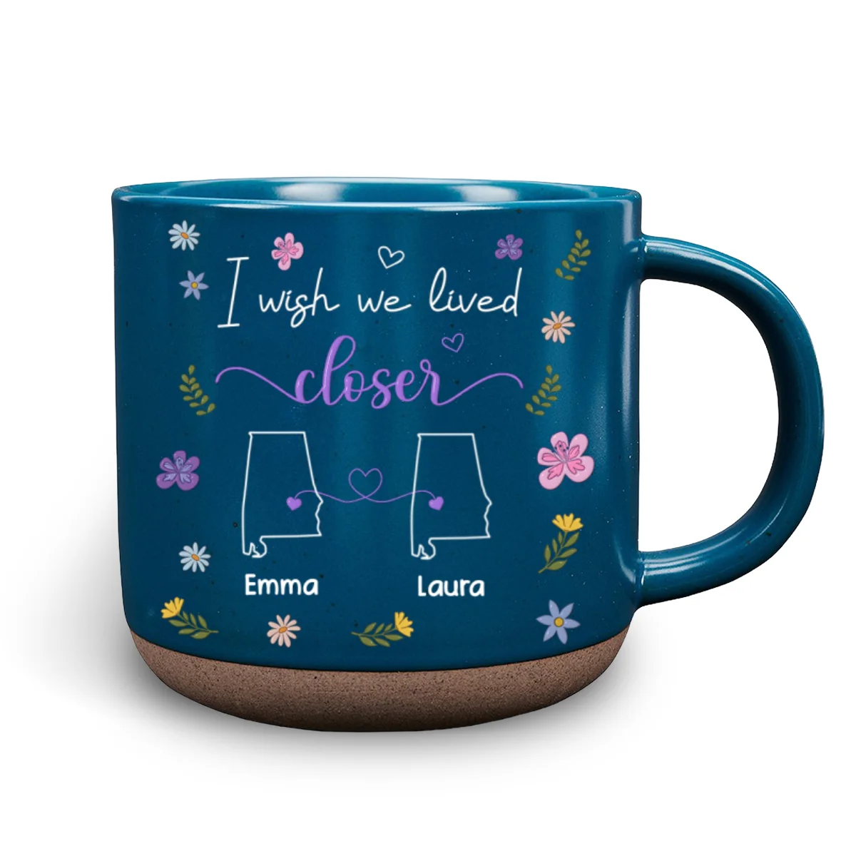 I Wish We Lived Closer Flowers Version - Personalized Custom Pottery Mug - Image 6